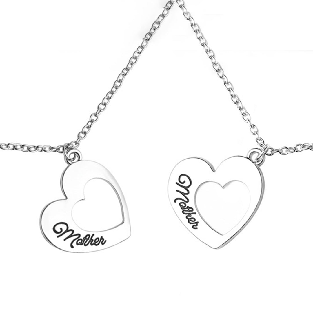 2Pcs Women Necklaces Plated Mother Daughter Heart Pendant Necklaces for Mothers Day Image 9