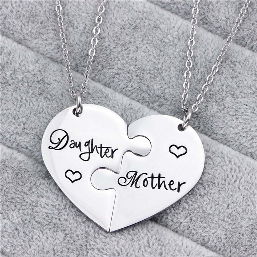 1 Pair Pendant Necklace Charming All Match Long Lasting Mother Daughter Love Puzzle Necklace for Women Image 1