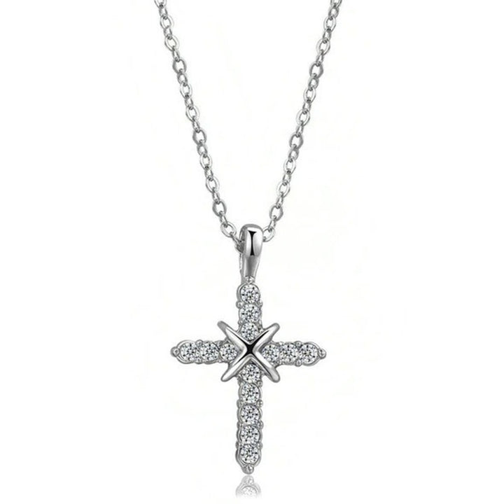 Women Necklace Shiny Surface Rust-proof Alloy Fashionable Unisex Necklace with Cross Pendant for Dating Image 11