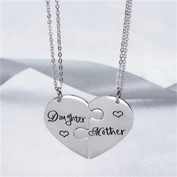 1 Pair Pendant Necklace Charming All Match Long Lasting Mother Daughter Love Puzzle Necklace for Women Image 9