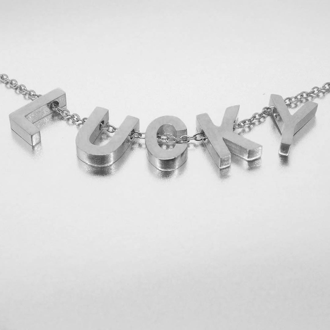 Women Necklace Letter Shape Unisex Smooth Alloy Men Pendant for Gift Image 1