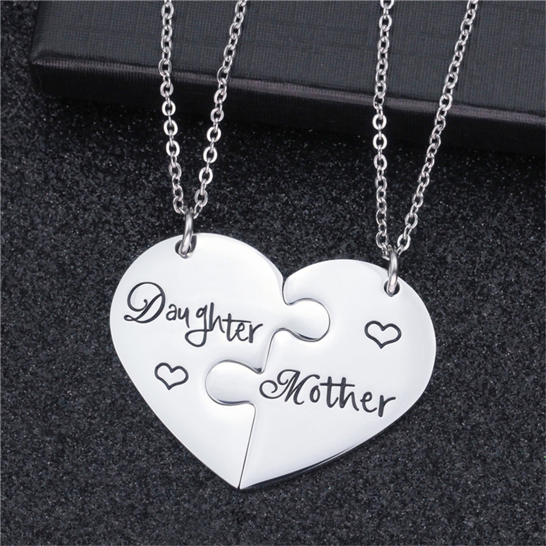 1 Pair Pendant Necklace Charming All Match Long Lasting Mother Daughter Love Puzzle Necklace for Women Image 11