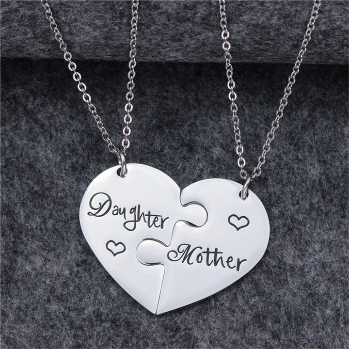 1 Pair Pendant Necklace Charming All Match Long Lasting Mother Daughter Love Puzzle Necklace for Women Image 12