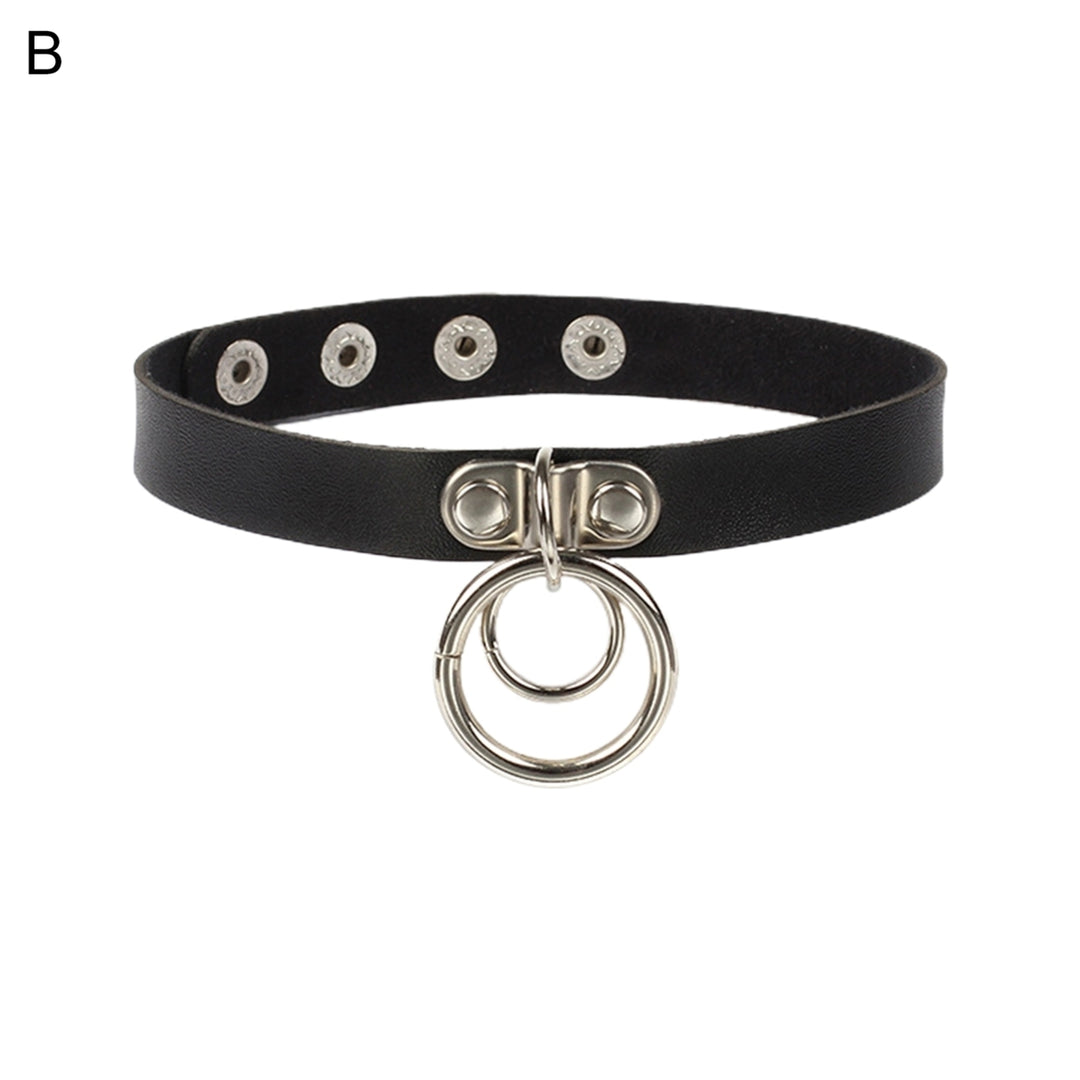 Women Choker Heart Hip Hop Faux Leather Exaggerated Rivets Collar Choker for Daily Wear Image 3