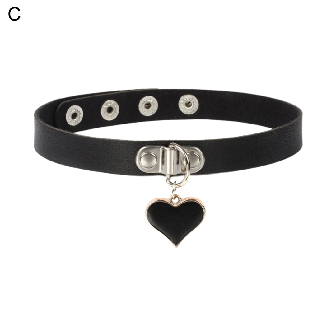 Women Choker Heart Hip Hop Faux Leather Exaggerated Rivets Collar Choker for Daily Wear Image 4