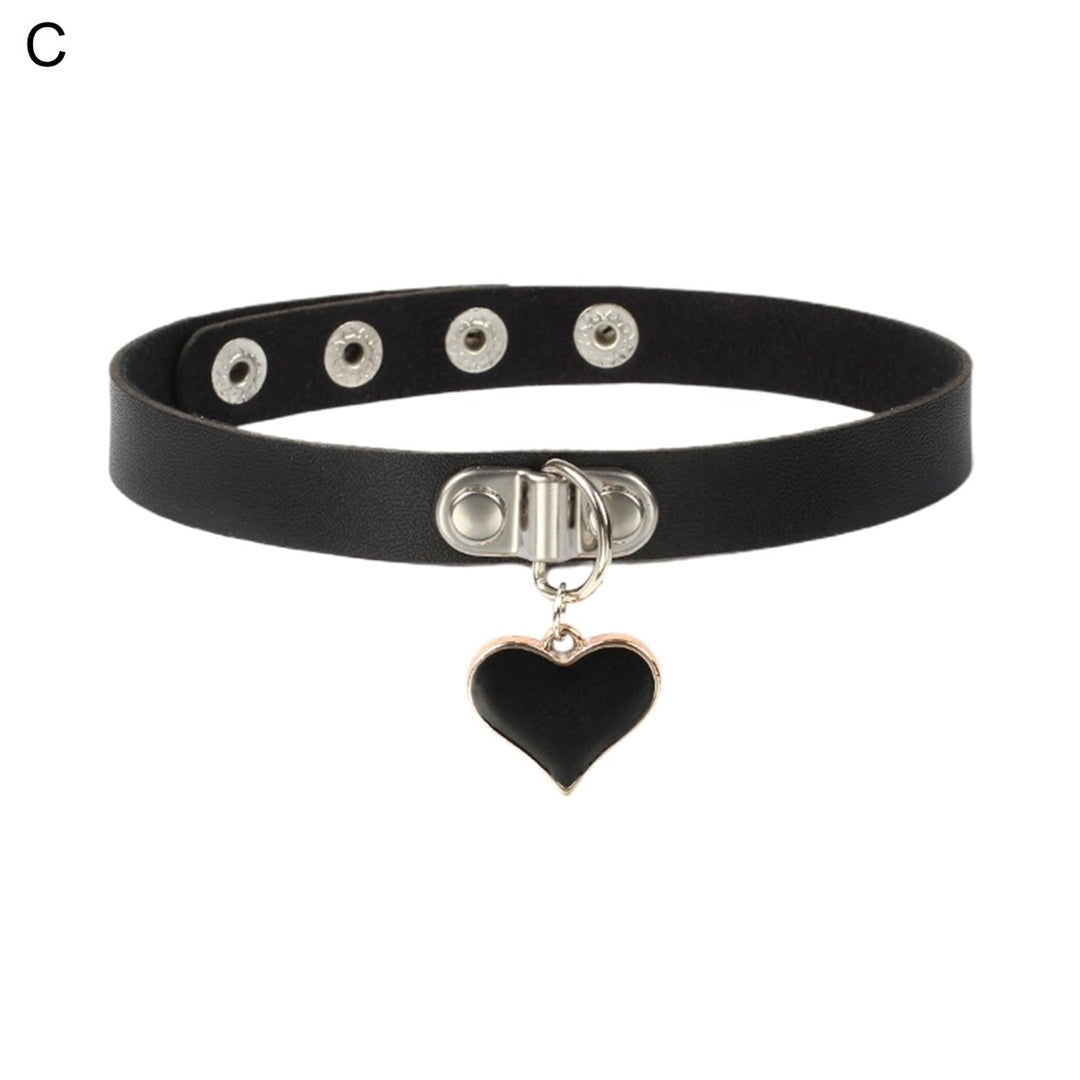 Women Choker Heart Hip Hop Faux Leather Exaggerated Rivets Collar Choker for Daily Wear Image 1