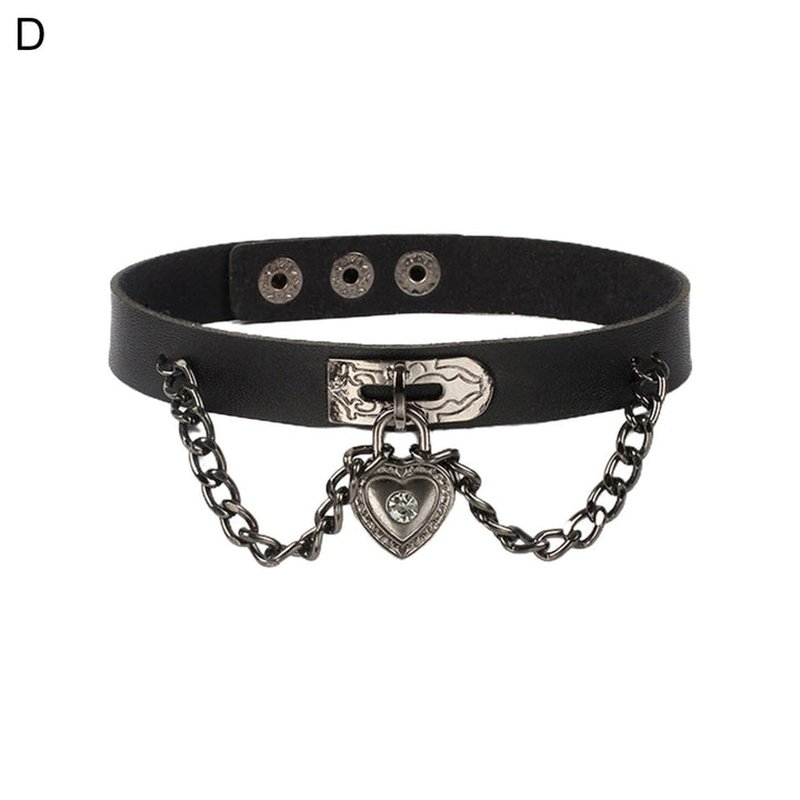 Women Choker Heart Hip Hop Faux Leather Exaggerated Rivets Collar Choker for Daily Wear Image 4