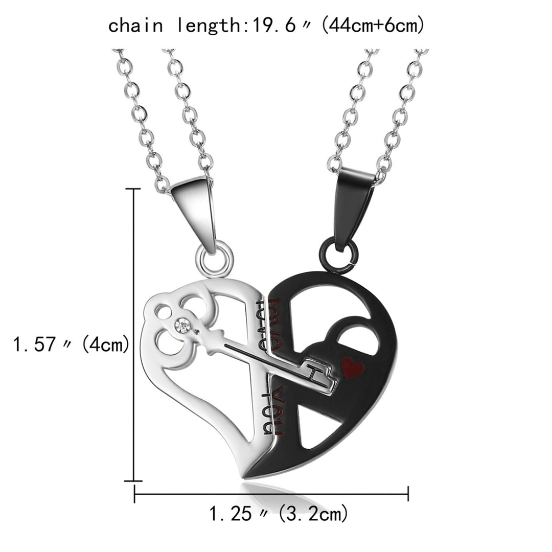1 Pair Matching Necklace Heart Shape Creative Unisex Good Workmanship Couple Pendant for Gift Image 7