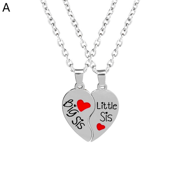 2 Set Sister Necklace Heart Shape Durable Stainless Cute Key Ring for Gift Image 9