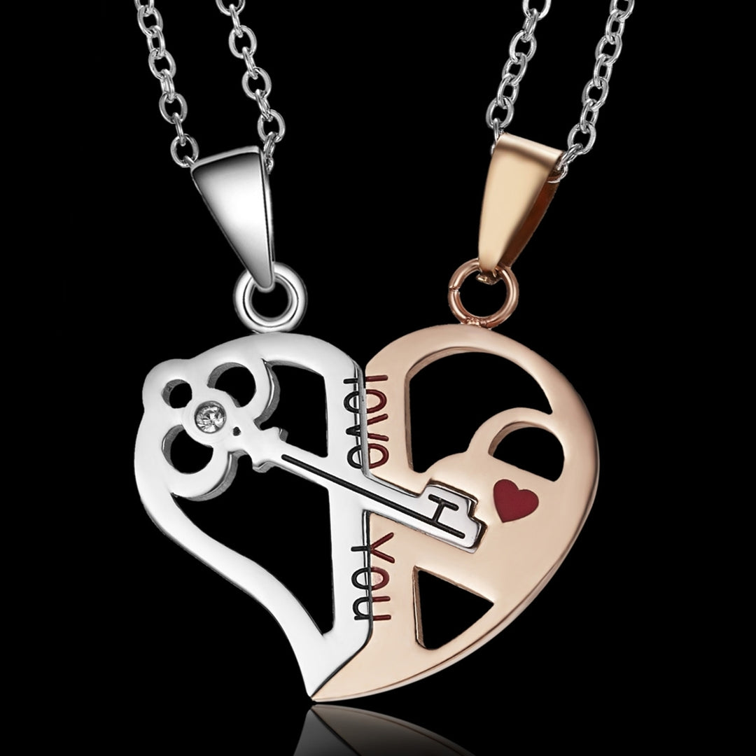 1 Pair Matching Necklace Heart Shape Creative Unisex Good Workmanship Couple Pendant for Gift Image 8