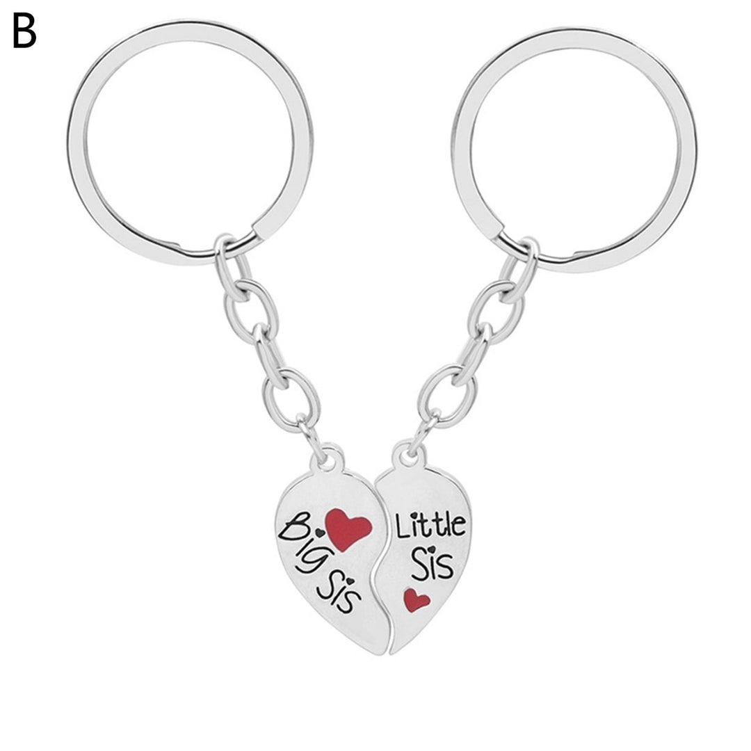 2 Set Sister Necklace Heart Shape Durable Stainless Cute Key Ring for Gift Image 11