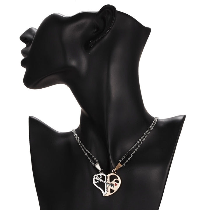 1 Pair Matching Necklace Heart Shape Creative Unisex Good Workmanship Couple Pendant for Gift Image 11