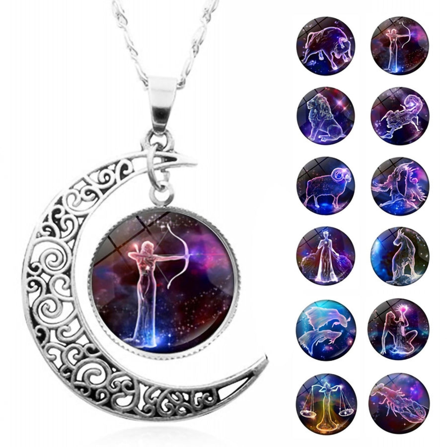 Women Necklace 12 Constellation Unisex Stainless All Match Student Pendant for Gift Image 1