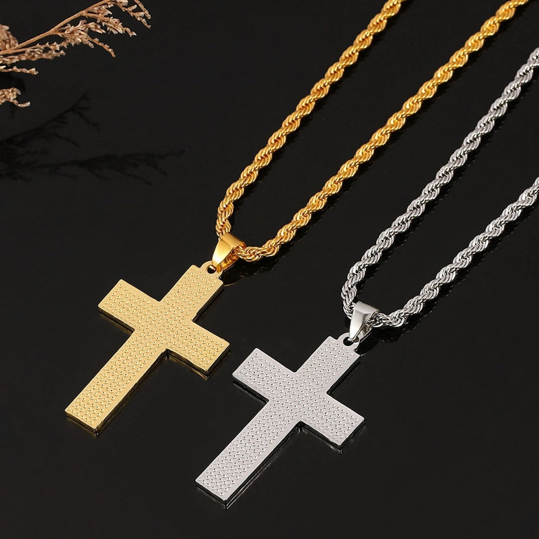 Men Necklace Polished American National Flag Print All Match Faith Colorful Cross Shape Men Pendant for Gift Image 11