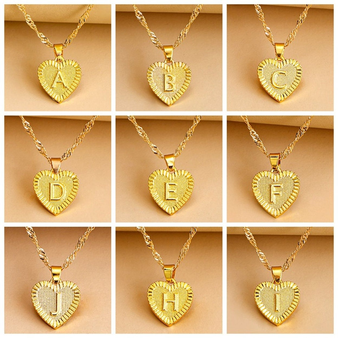 Pendant Necklace A-Z Initial Letter Heart Shape Jewelry Simple Bright Luster Necklace for Birthday Image 1