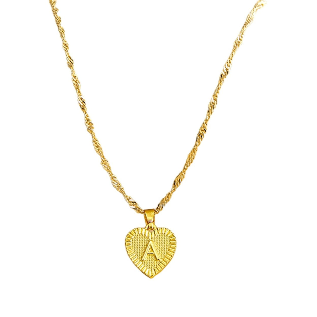 Pendant Necklace A-Z Initial Letter Heart Shape Jewelry Simple Bright Luster Necklace for Birthday Image 1