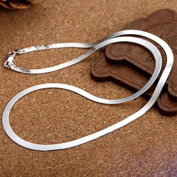 Unisex Necklace Flat Snake Chain Wide Jewelry Electroplating Long Lasting Italian Herringbone Necklace for Daily Wear Image 1