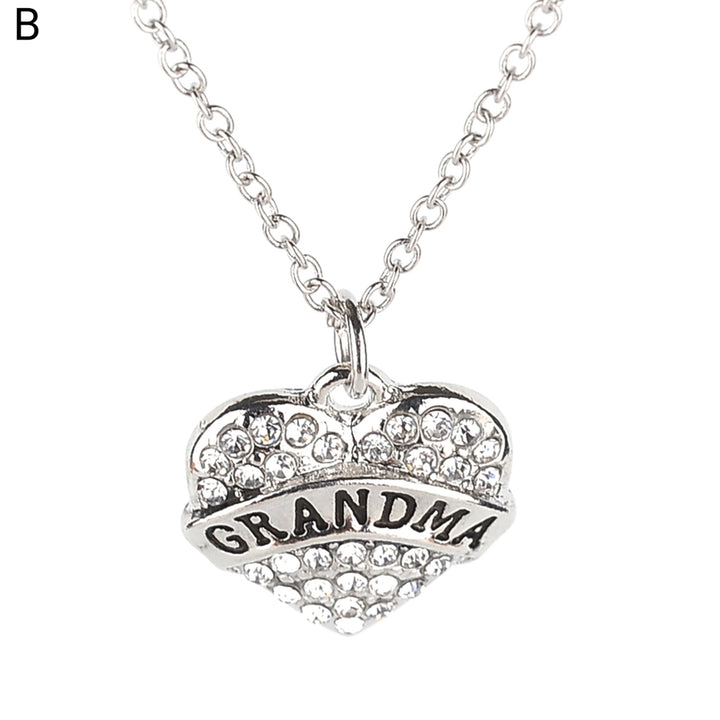 Women Necklace Chain Heart Shape Alloy Rhinestone Mother Daughter Pendant for Gift Image 3
