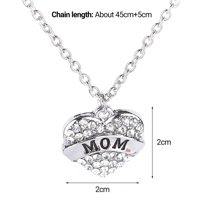 Women Necklace Chain Heart Shape Alloy Rhinestone Mother Daughter Pendant for Gift Image 10