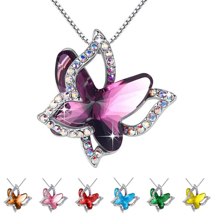 Women Necklace Butterfly Rhinestones Faux Crystal Electroplating Bright Luster Necklace Jewelry Gifts Image 1