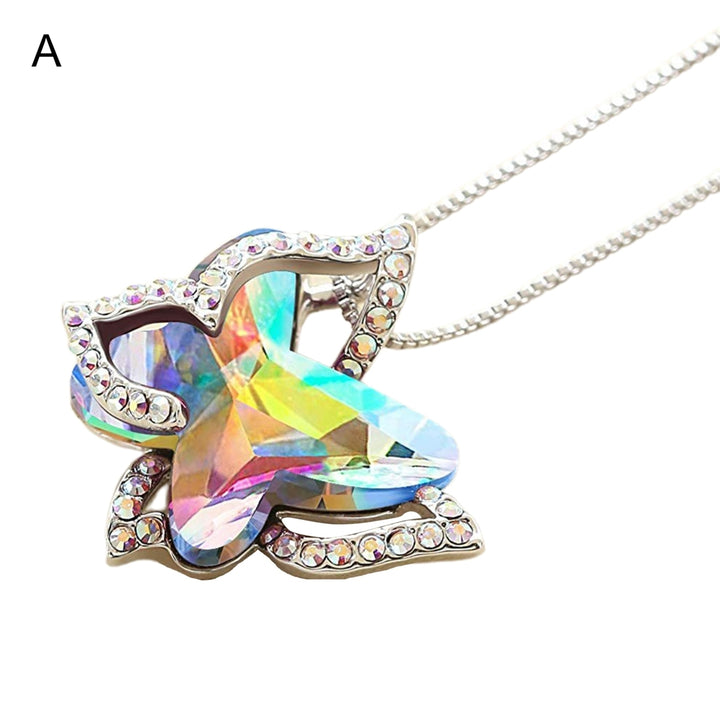 Women Necklace Butterfly Rhinestones Faux Crystal Electroplating Bright Luster Necklace Jewelry Gifts Image 2