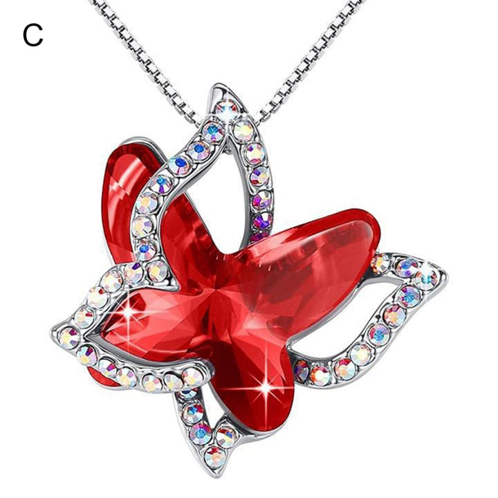 Women Necklace Butterfly Rhinestones Faux Crystal Electroplating Bright Luster Necklace Jewelry Gifts Image 4