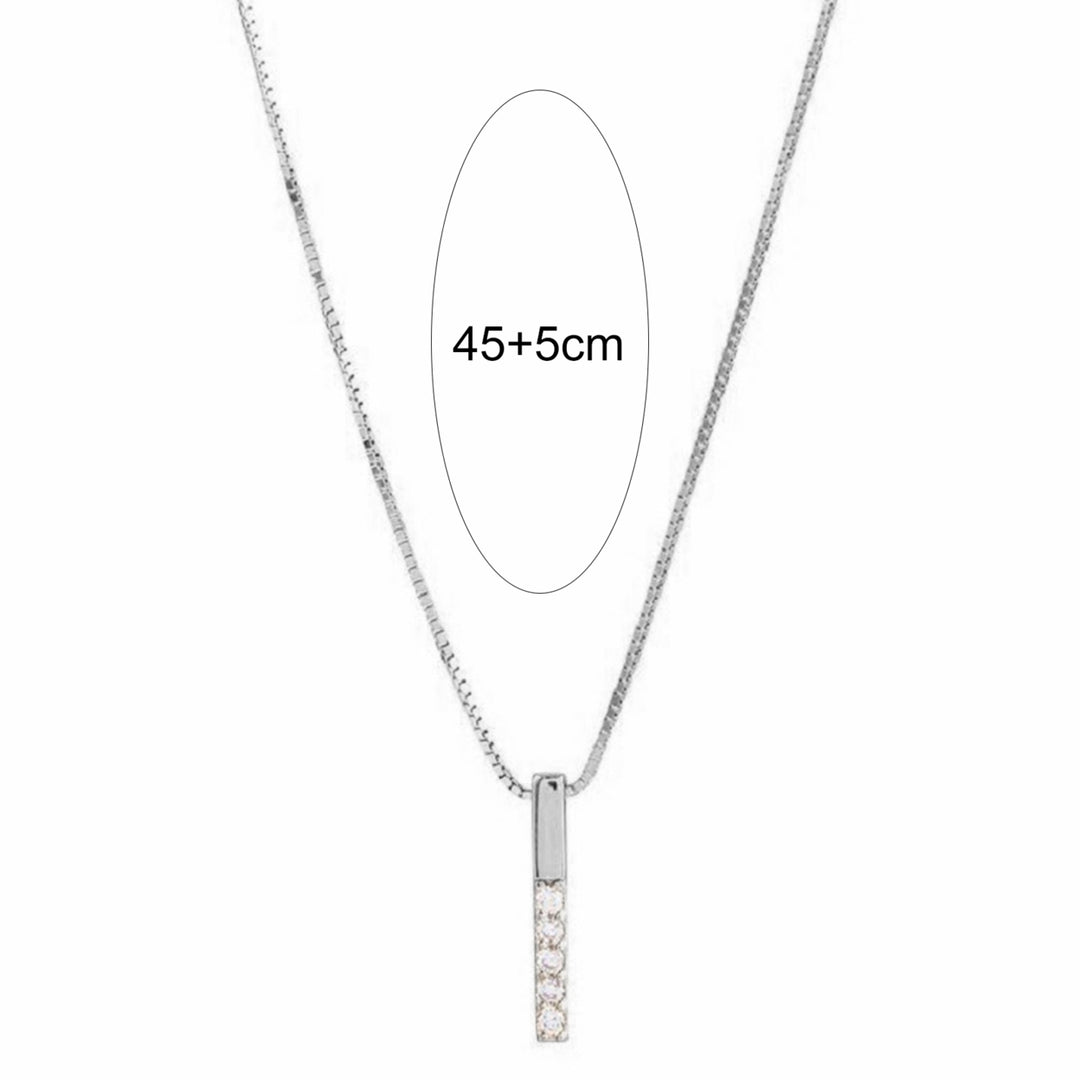 Pendant Necklace Strip Shape Inlaid Rhinestone Jewelry Long Lasting Bright Luster Clavicle Chain for Valentines Image 8