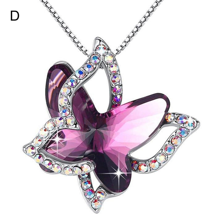 Women Necklace Butterfly Rhinestones Faux Crystal Electroplating Bright Luster Necklace Jewelry Gifts Image 4