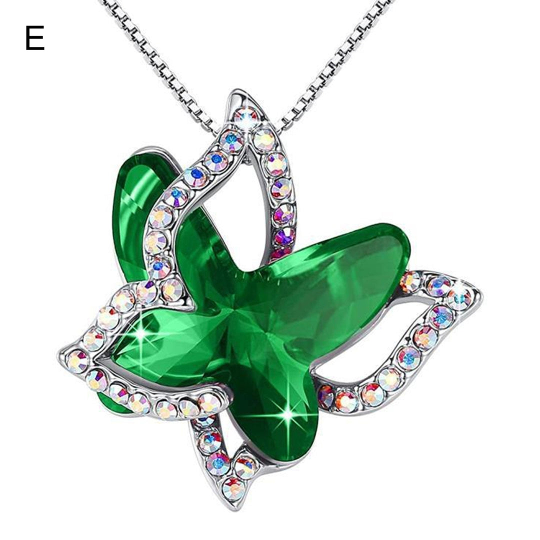 Women Necklace Butterfly Rhinestones Faux Crystal Electroplating Bright Luster Necklace Jewelry Gifts Image 6