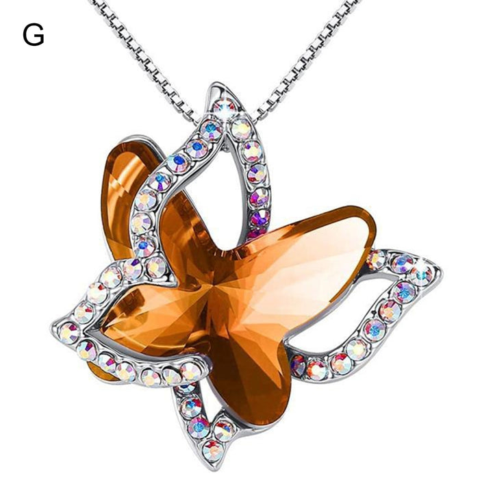 Women Necklace Butterfly Rhinestones Faux Crystal Electroplating Bright Luster Necklace Jewelry Gifts Image 7