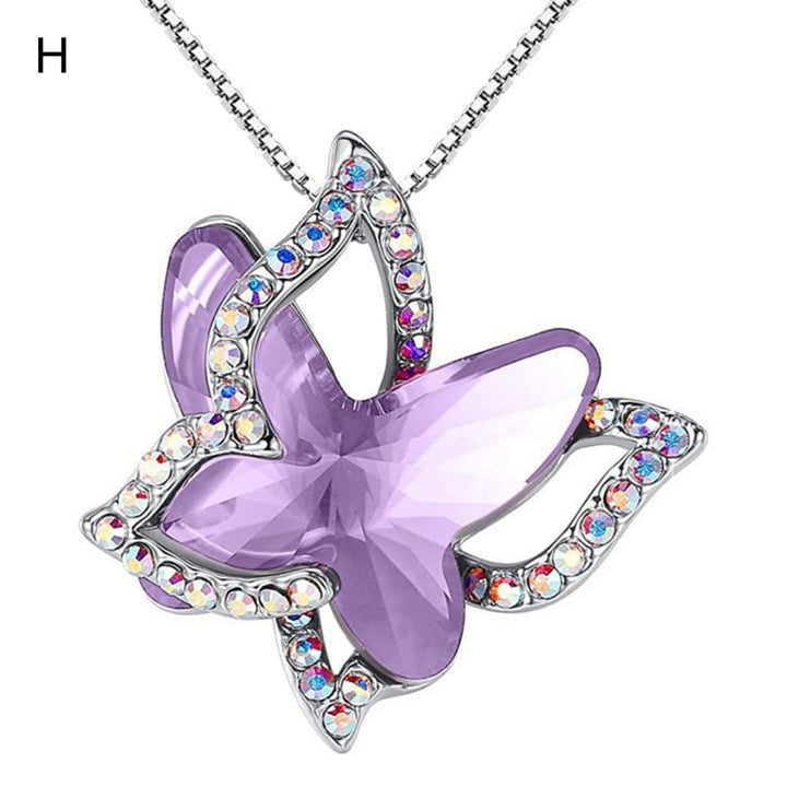 Women Necklace Butterfly Rhinestones Faux Crystal Electroplating Bright Luster Necklace Jewelry Gifts Image 8