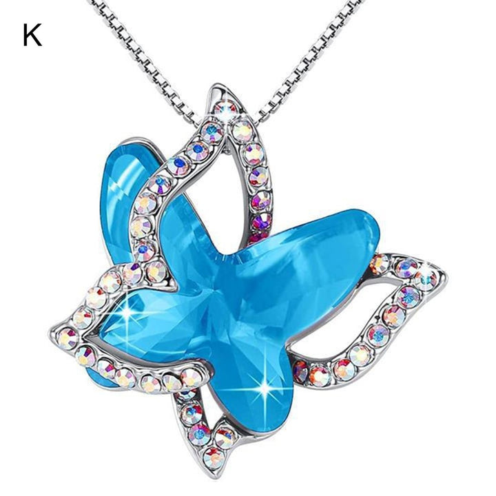 Women Necklace Butterfly Rhinestones Faux Crystal Electroplating Bright Luster Necklace Jewelry Gifts Image 9