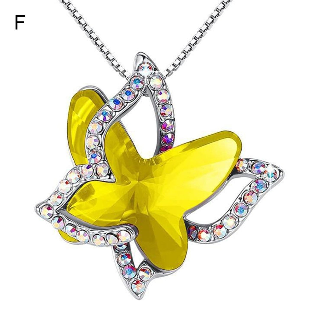 Women Necklace Butterfly Rhinestones Faux Crystal Electroplating Bright Luster Necklace Jewelry Gifts Image 10