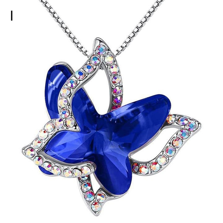 Women Necklace Butterfly Rhinestones Faux Crystal Electroplating Bright Luster Necklace Jewelry Gifts Image 11