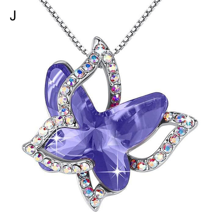 Women Necklace Butterfly Rhinestones Faux Crystal Electroplating Bright Luster Necklace Jewelry Gifts Image 12