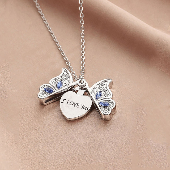 Women Necklace Butterfly Open Heart Rhinestone Women Pendant for Gift Image 4