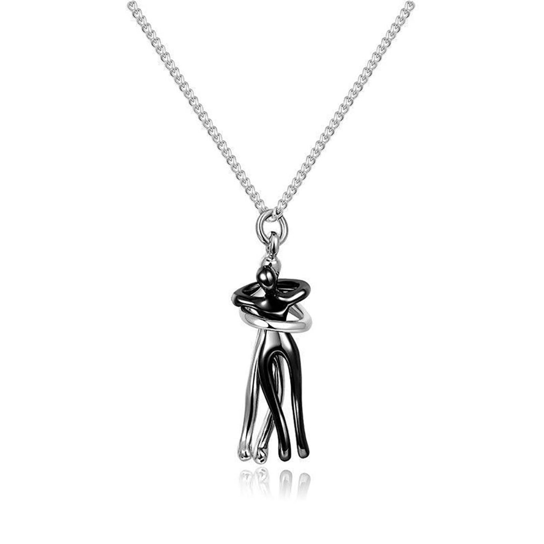 Couple Necklace Hugging Figure Statue Love Durable His-and-hers Necklace for Gift Image 1