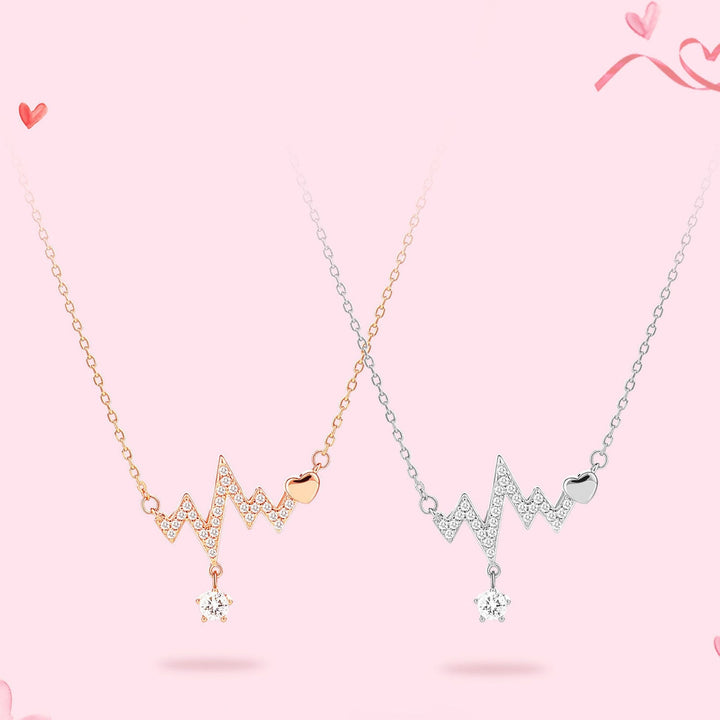 Women Necklace Geometric Artistic Heart ECG Pendant Alloy Necklace for Party Image 9