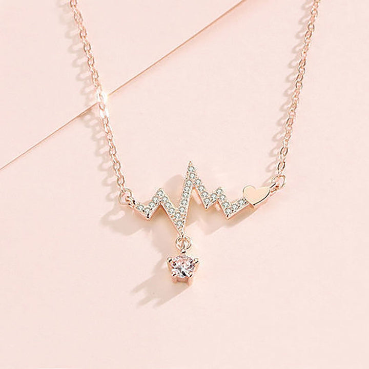 Women Necklace Geometric Artistic Heart ECG Pendant Alloy Necklace for Party Image 10