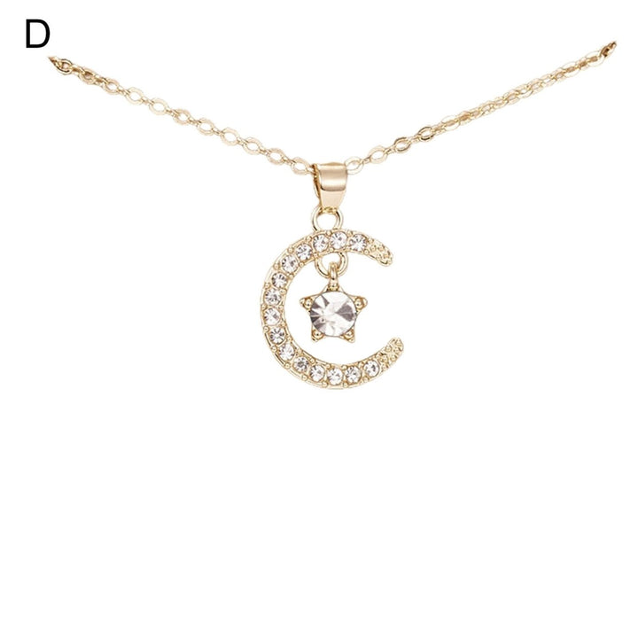 Women Necklace Star Shape Moon Shiny Rhinestone Lady Necklace for Gift Image 4