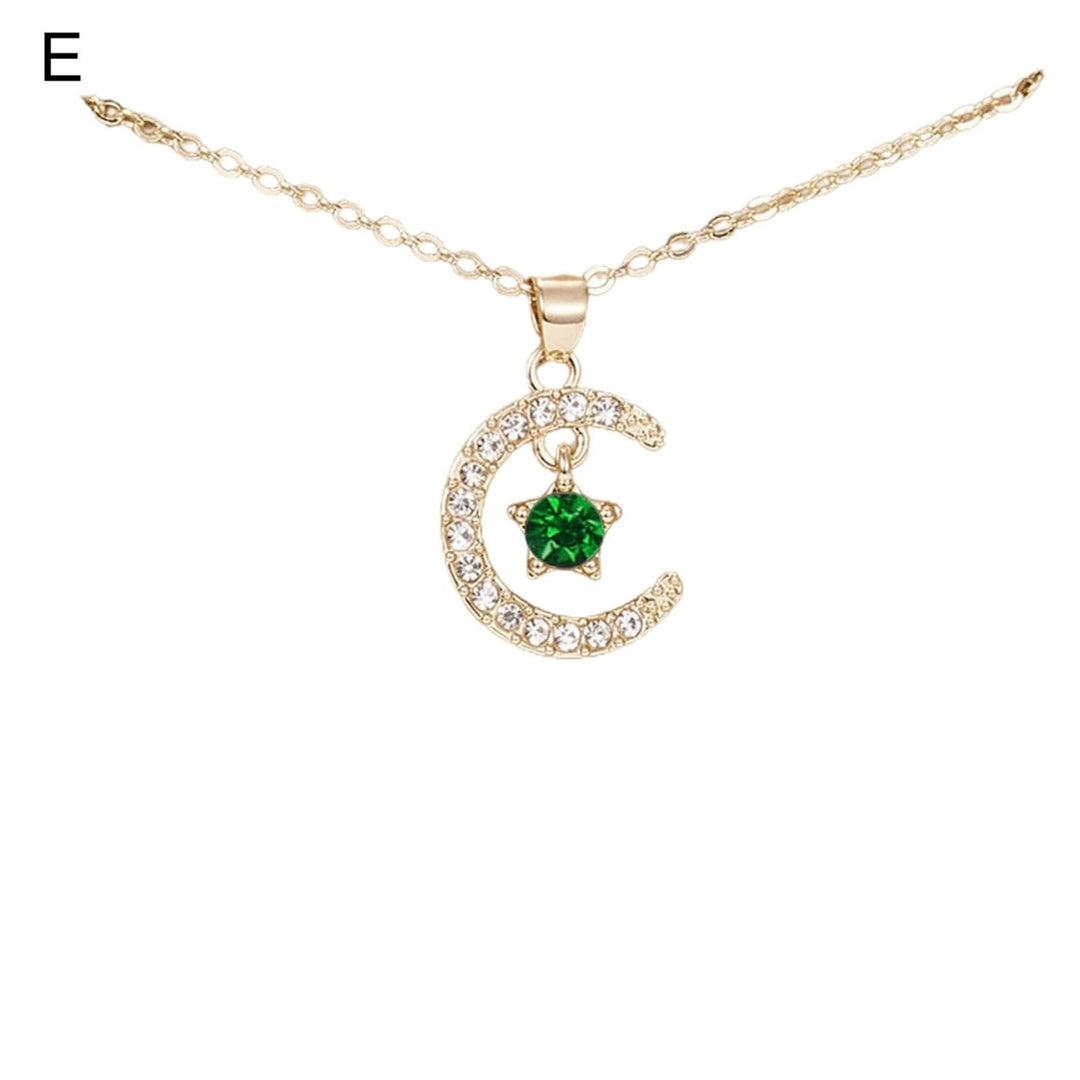 Women Necklace Star Shape Moon Shiny Rhinestone Lady Necklace for Gift Image 6