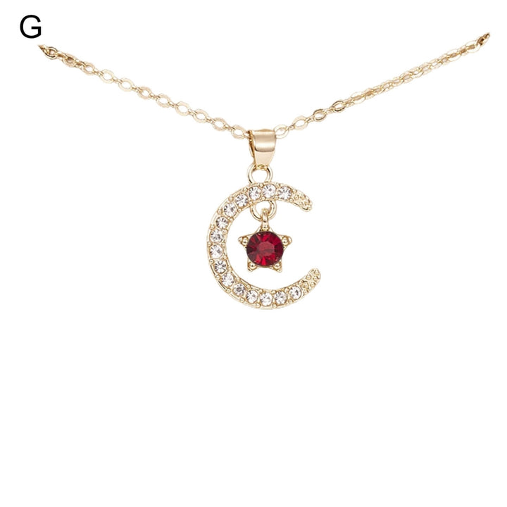 Women Necklace Star Shape Moon Shiny Rhinestone Lady Necklace for Gift Image 7