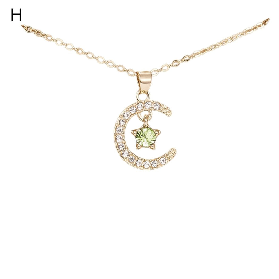 Women Necklace Star Shape Moon Shiny Rhinestone Lady Necklace for Gift Image 8