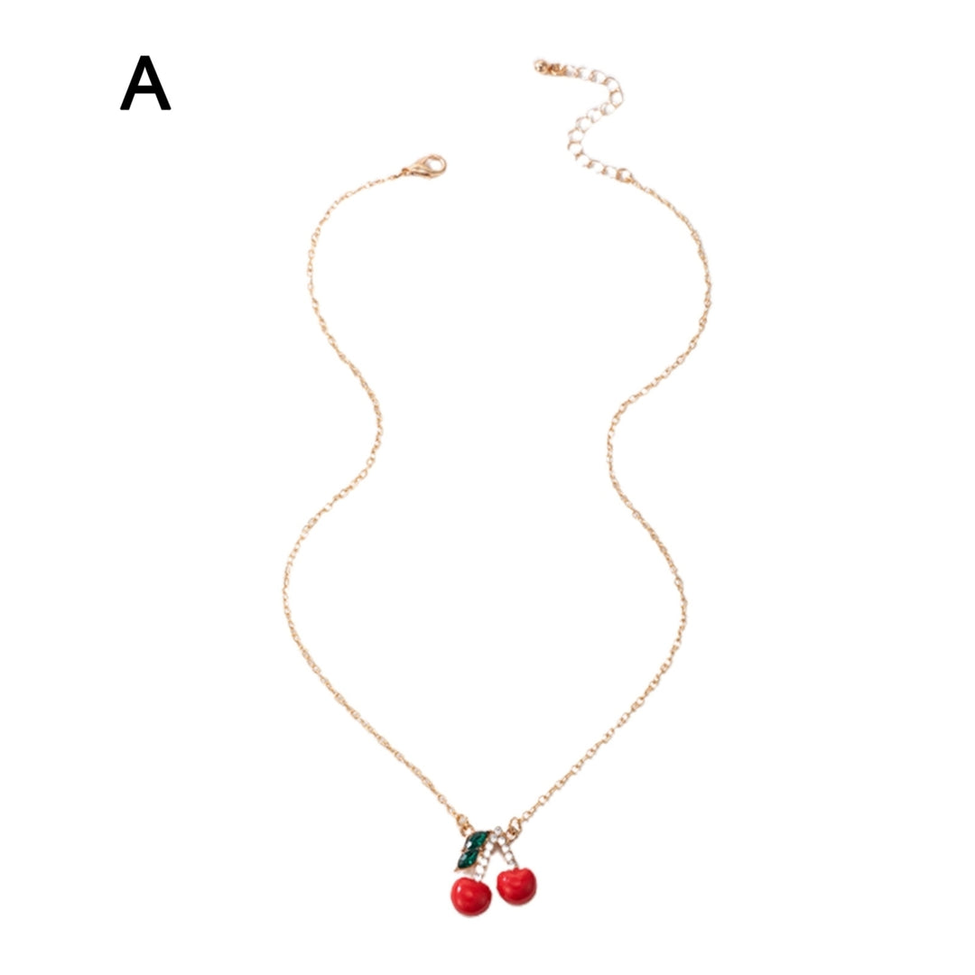 Pendant Necklace Cherry Dripping Oil Adjustable Exquisite Choker Necklace Jewelry Gifts Image 3