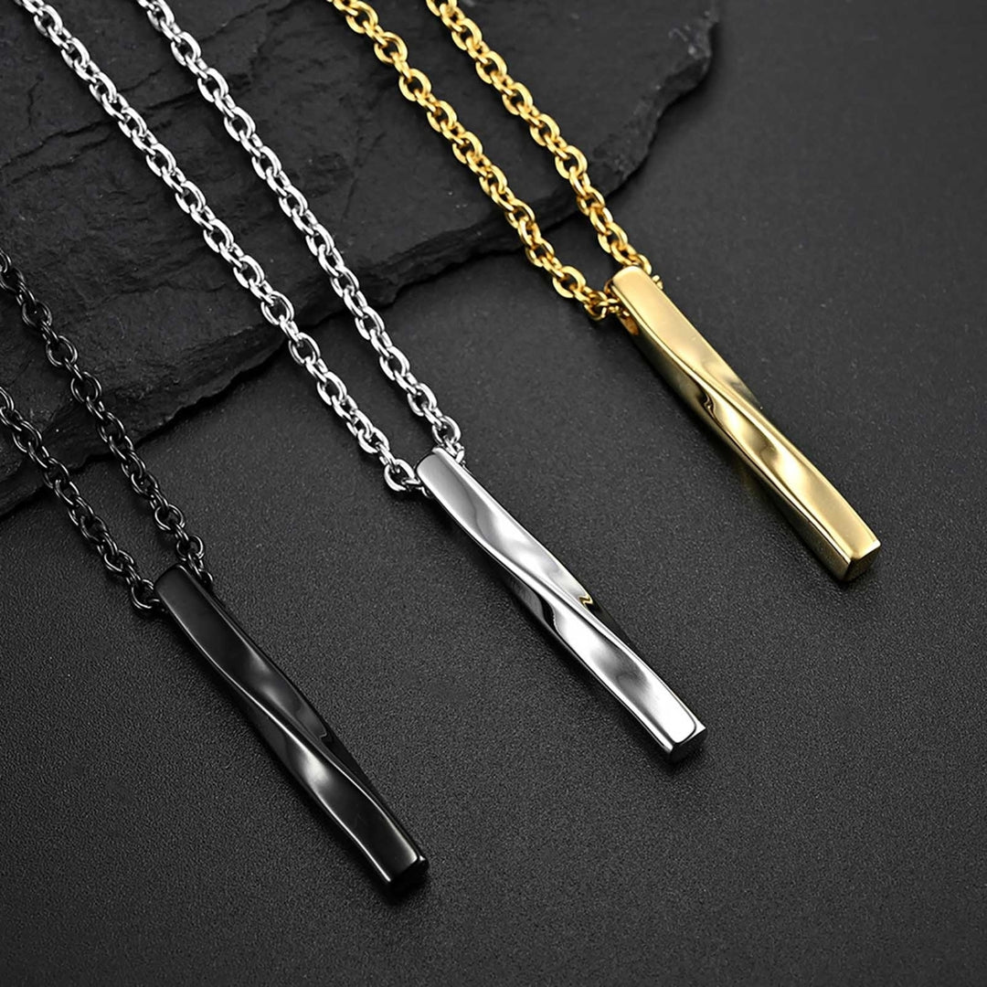 Men Necklace Rectangle Spiral Jewelry Hip Hop Style Male Pendant for Daily Wear Image 1