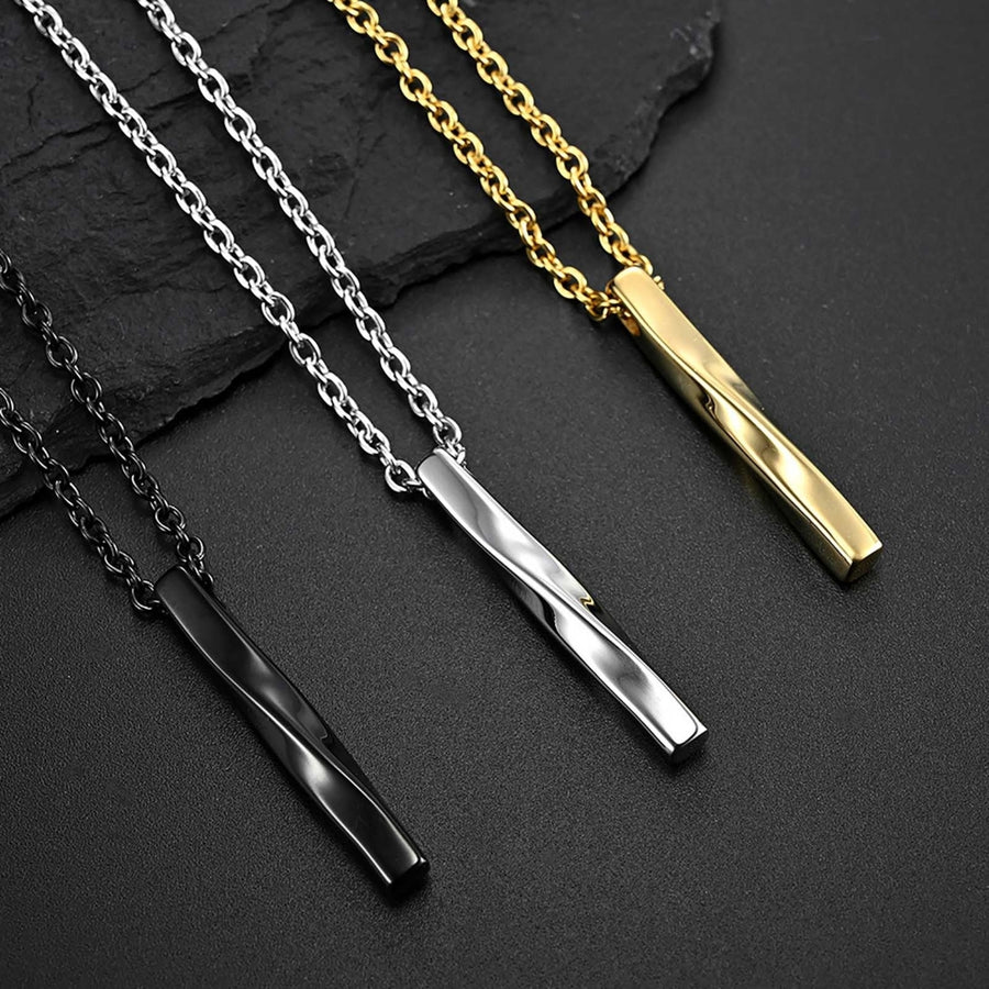 Men Necklace Rectangle Spiral Jewelry Hip Hop Style Male Pendant for Daily Wear Image 1