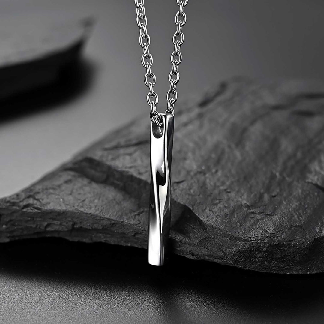 Men Necklace Rectangle Spiral Jewelry Hip Hop Style Male Pendant for Daily Wear Image 2