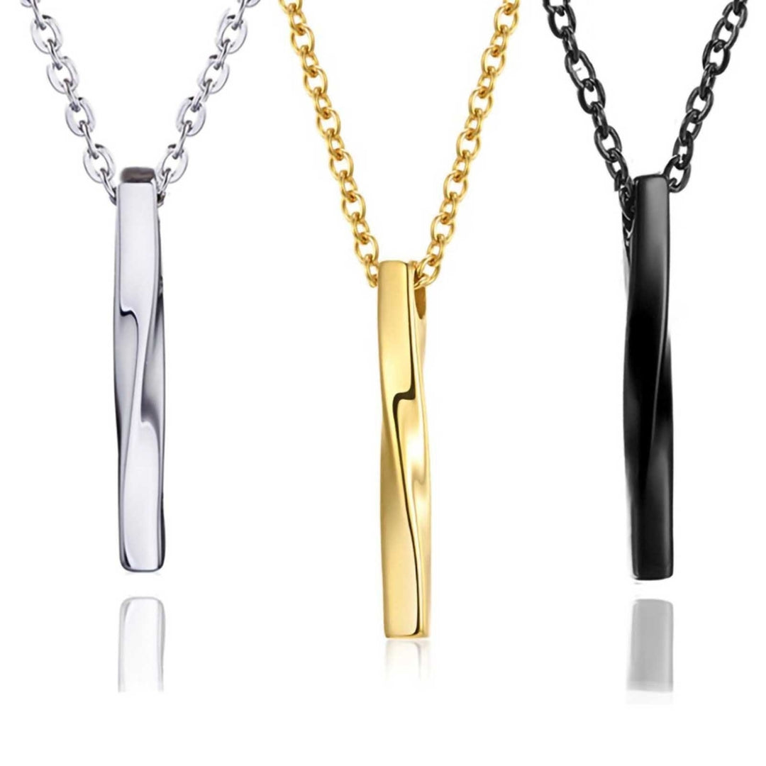 Men Necklace Rectangle Spiral Jewelry Hip Hop Style Male Pendant for Daily Wear Image 9