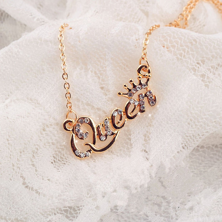 Shining Rhinestone Charming Girls Necklace Luxury Queen Crown Chain Necklace Jewelry Accessories Image 3