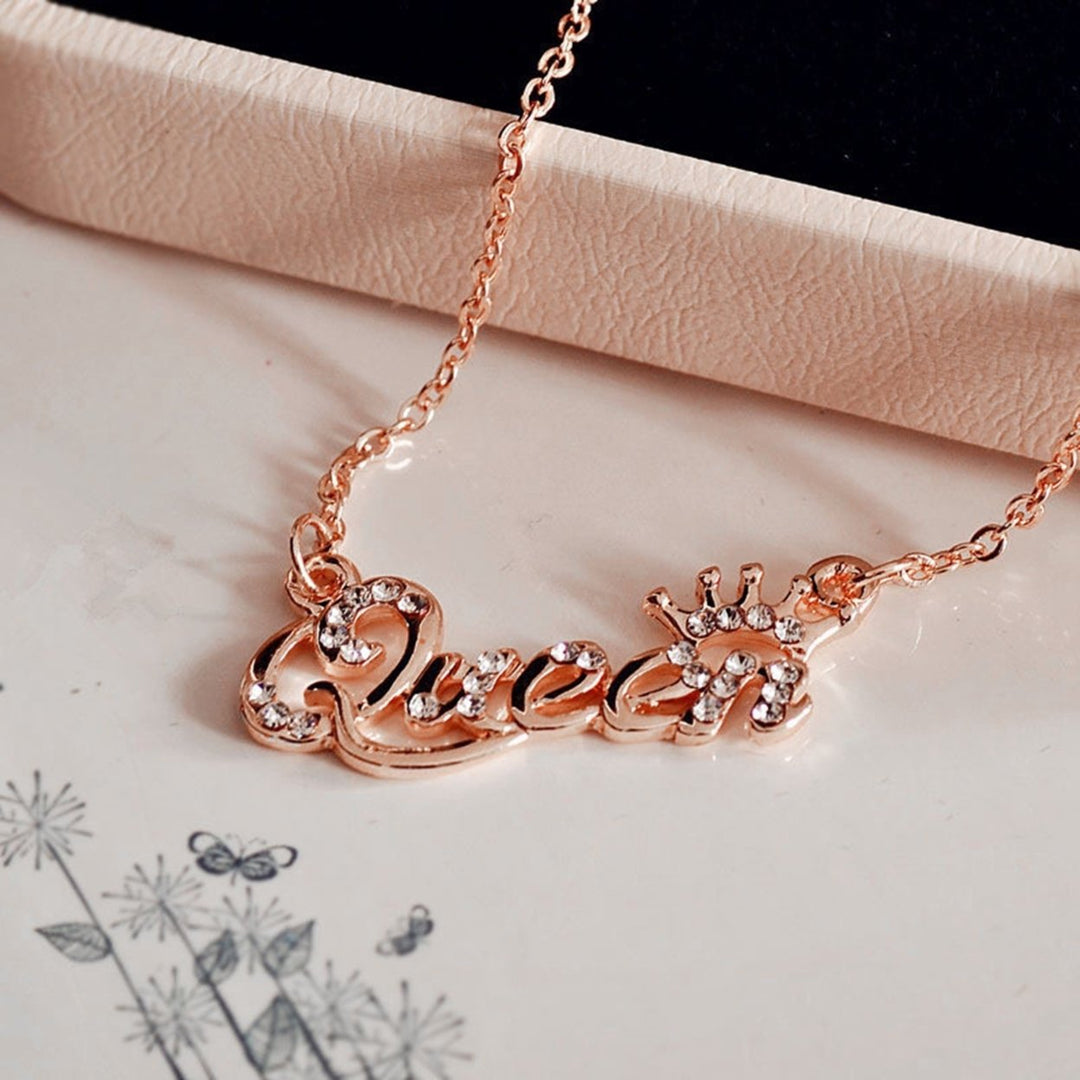 Shining Rhinestone Charming Girls Necklace Luxury Queen Crown Chain Necklace Jewelry Accessories Image 4